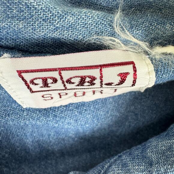 PBJ Sport Vtg Garden Floral Embroidered Collared Button Up Jean Chore Coat Sz XL - Picture 5 of 6